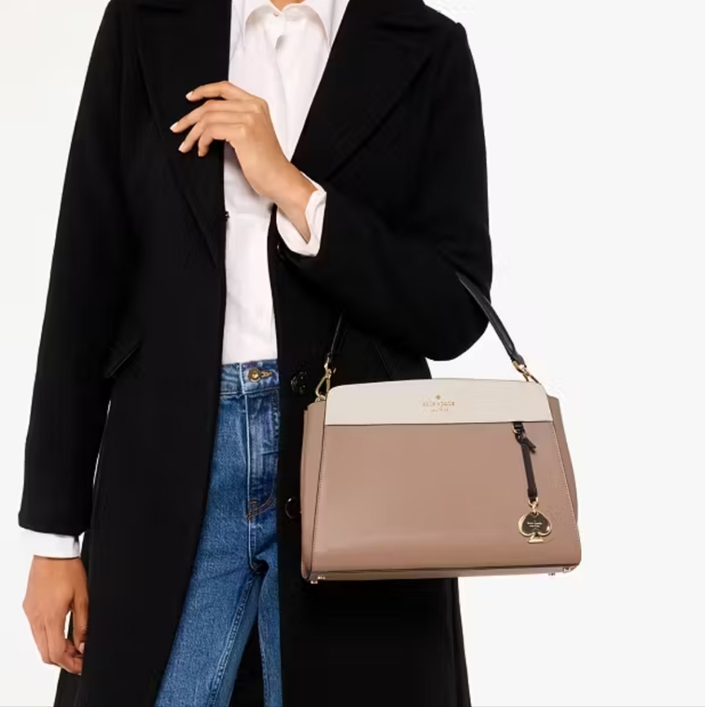 Kate Spade Madison Colorblock Saffiano Leather Satchel, Toasted Hazelnut - Picture 2 of 10